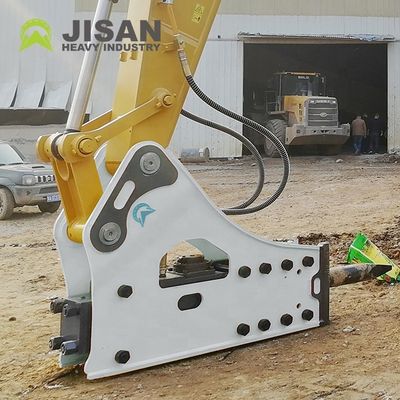 हाइड्रोलिक रॉक ब्रेकर जिसमें 160-180kg/cm2 ऑपरेटिंग प्रेशर, 150-190l/min तेल प्रवाह और उत्खननकर्ताओं के लिए 350-500bpm प्रभाव दर है