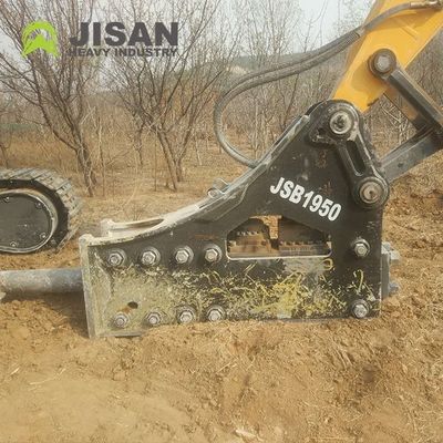 हाइड्रोलिक रॉक ब्रेकर जिसमें 160-180kg/cm2 ऑपरेटिंग प्रेशर, 150-190l/min तेल प्रवाह और उत्खननकर्ताओं के लिए 350-500bpm प्रभाव दर है