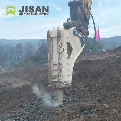 हाइड्रोलिक रॉक ब्रेकर जिसमें 160-180kg/cm2 ऑपरेटिंग प्रेशर, 150-190l/min तेल प्रवाह और उत्खननकर्ताओं के लिए 350-500bpm प्रभाव दर है